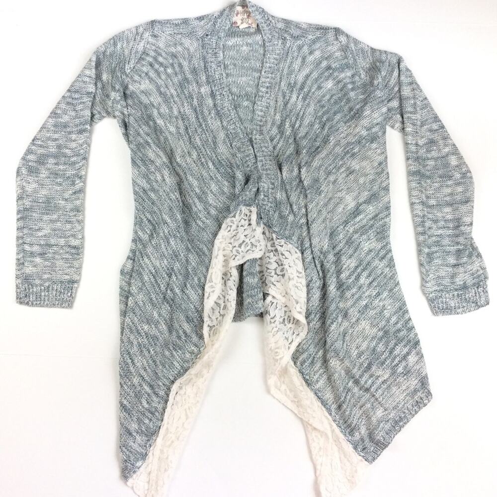 Hippie Rose Heathered Blue Cardigan Sweater